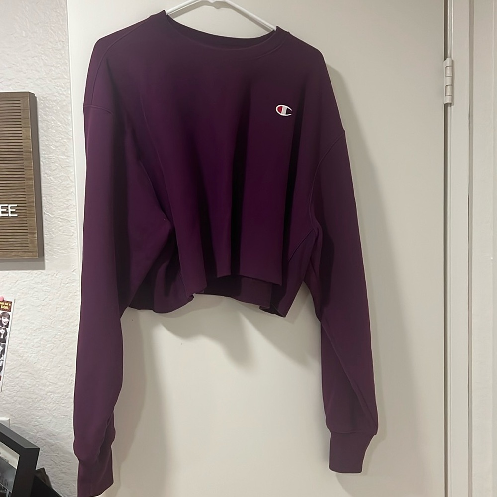 Champion purple cropped long sleeve sweater
